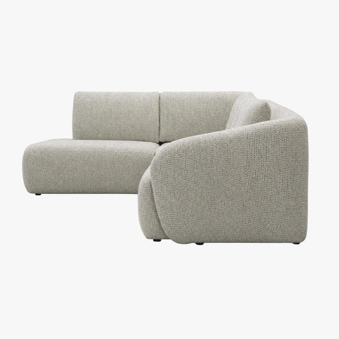 LINDA Canapé d'angle modulable en tissu beige et vert - Angle gauche
