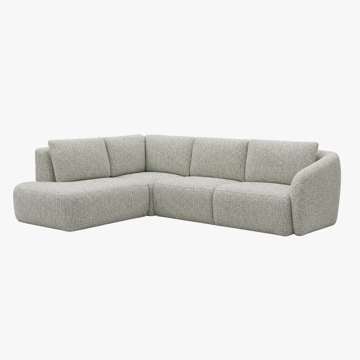LINDA Canapé d'angle modulable en tissu beige et vert - Angle gauche