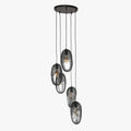 LIXA Suspension ovale 5 lampes en métal noir 45x180 cm