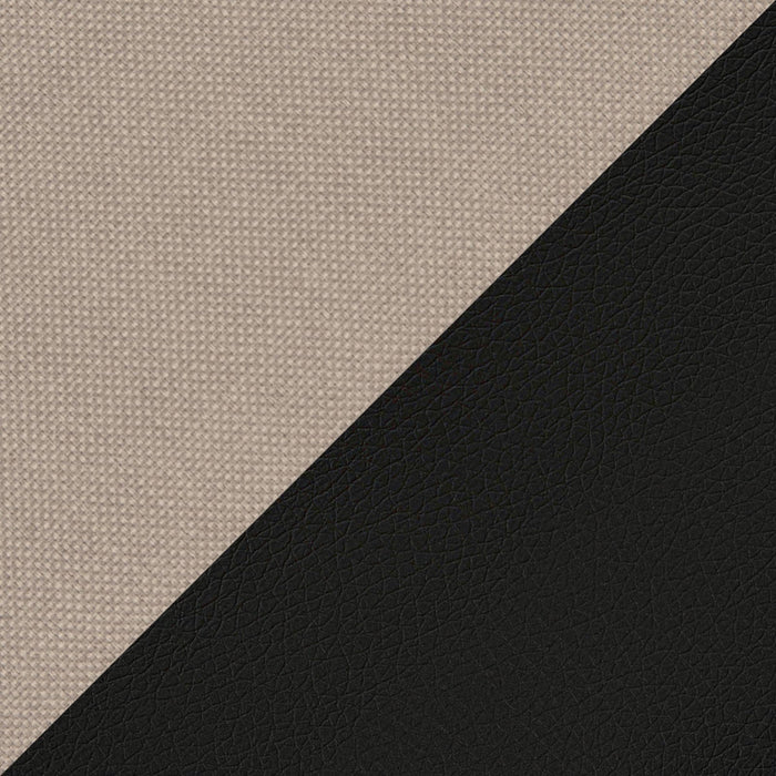 LOHAN Canapé d’angle convertible coffre de rangement en tissu beige et simili noir – Angle Gauche