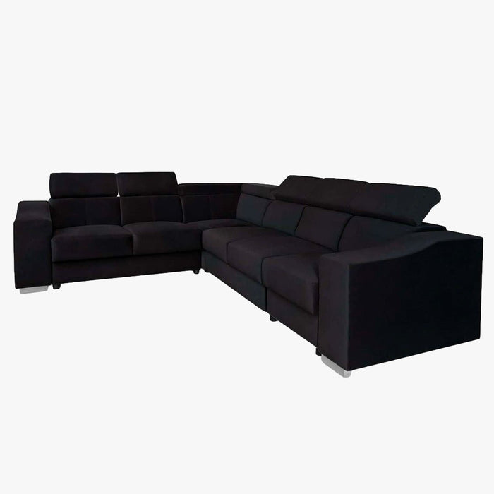LUCKY Canapé d’angle convertible réversible en tissu velours noir