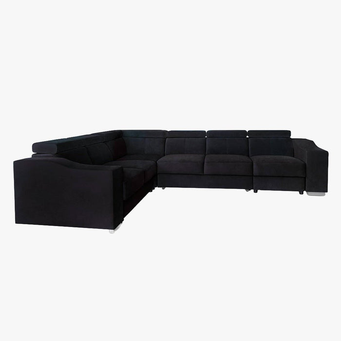 LUCKY Canapé d’angle convertible réversible en tissu velours noir