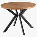 LUKAS Table à manger ronde extensible couleur bois clair pieds métal noir 100-250 cm