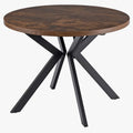 LUKAS Table à manger ronde extensible couleur bois foncé pieds métal noir 100-250 cm