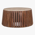 LUUK Table basse en travertin et bois de manguier 70 cm
