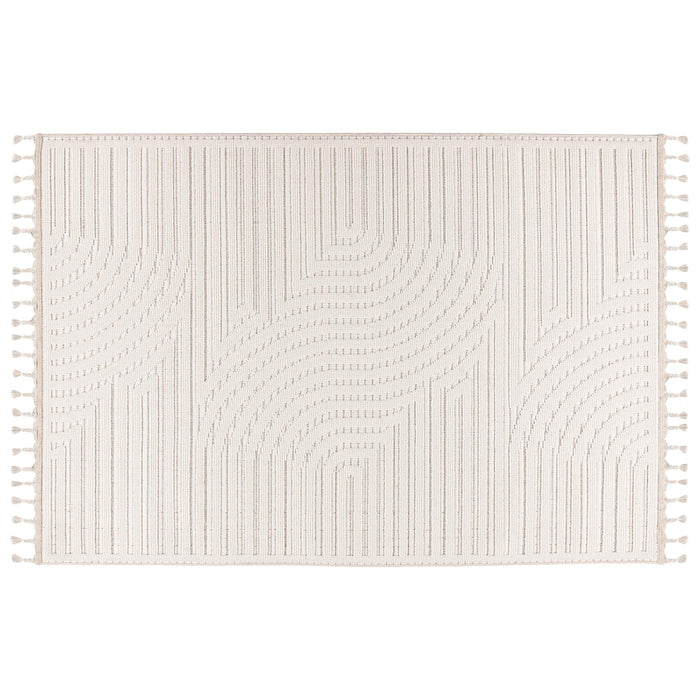 LUXOR 2 Tapis tissé à franges blanc écru - 160x230 cm