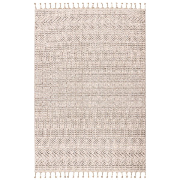 LUXOR Tapis tissé à franges beige - 160x230 cm