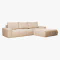 LYGIE Canapé d'angle convertible avec coffre en velours beige - Angle droit