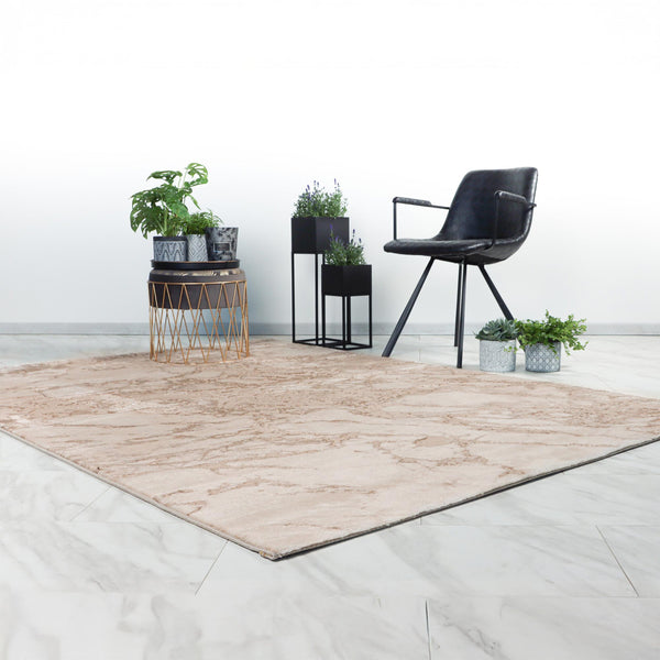 MARMARIS Tapis en tissu à veinure marbré beige -160x230 cm
