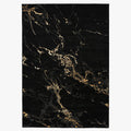 MARMARIS Tapis en tissu à veinure marbré noir et doré -160x230 cm