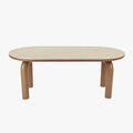 MARTINA Table à manger ovale en céramique pieds en métal couleur bois clair 180 cm