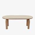 MARTINA Table à manger ovale en céramique pieds en métal couleur bois clair 180 cm