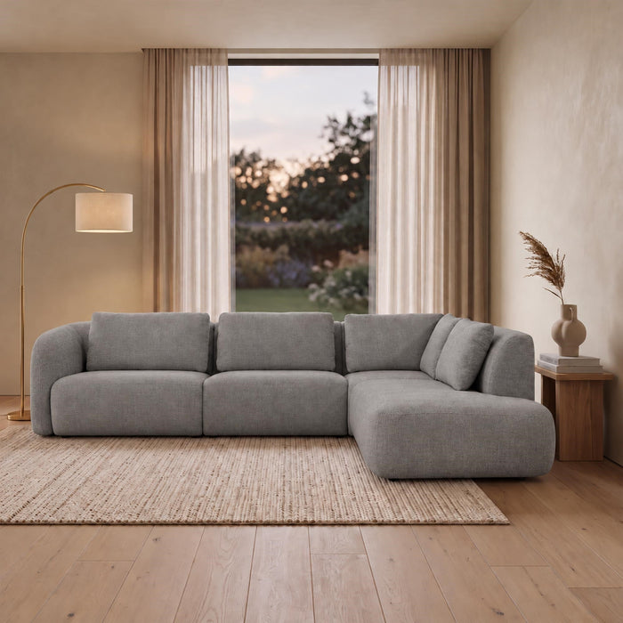 MERYA Canapé d'angle modulable en tissu gris - Angle droit