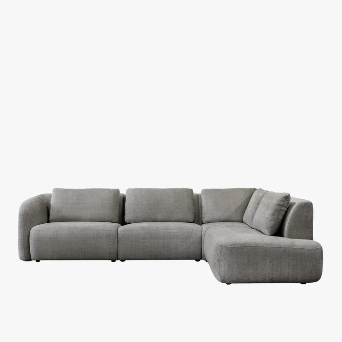 MERYA Canapé d'angle modulable en tissu gris - Angle droit