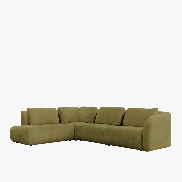MERYA Canapé d'angle modulable en tissu vert olive - Angle gauche