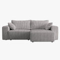 MILEA Canapé d'angle convertible et réversible en velours côtelé gris clair