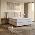 MILIA Lit coffre en tissu beige 180x200 cm