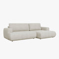MIREL Canapé d'angle convertible en tissu écru - Angle droit