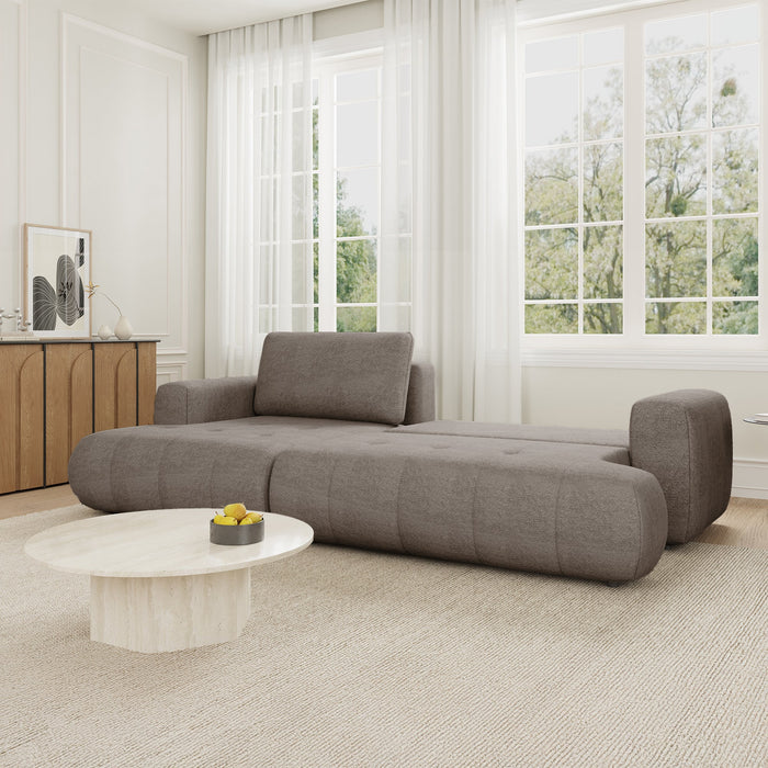 MIREL Canapé d'angle convertible en tissu marron - Angle gauche