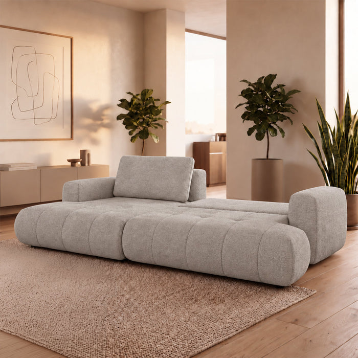 MIREL Canapé d'angle convertible en tissu taupe - Angle gauche – Canapé d'angle convertible – vue 2