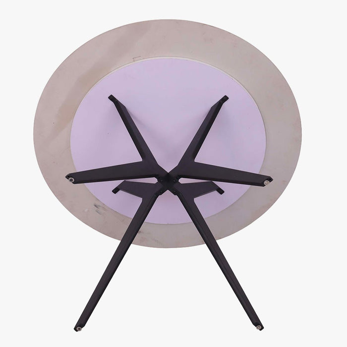 MONNA Table à manger ronde pierre frittée gris piètement en métal noir
