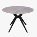 MONNA Table à manger ronde pierre frittée gris piètement en métal noir