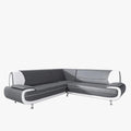 MUZA Canapé d'angle design en simili cuir gris et blanc