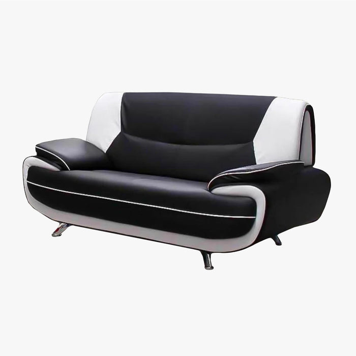 MUZA Canapé design 3 places en simili cuir noir et blanc