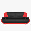 MUZA Canapé design 3 places en simili cuir noir et rouge