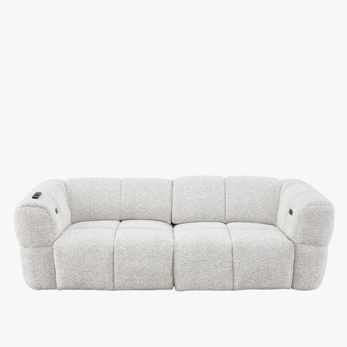 NALA Canapé 3 places relax électrique avec assises coulissantes en tissu beige – Canapé relax – vue 2