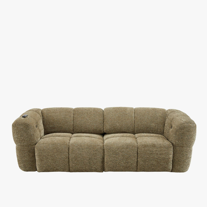 NALA Canapé 3 places relax électrique avec assises coulissantes en tissu vert – Canapé relax – vue 2