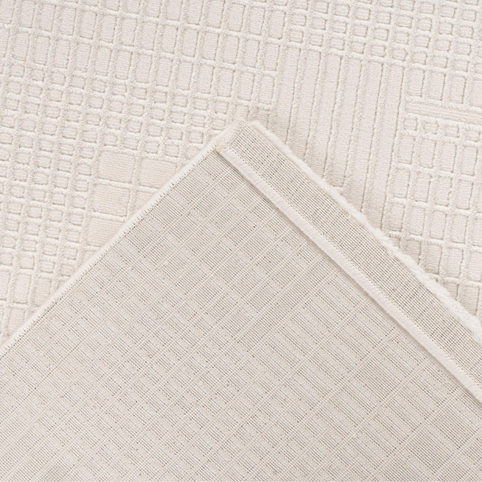 NAPOLI Tapis en tissu texturé blanc écru - 160x230 cm