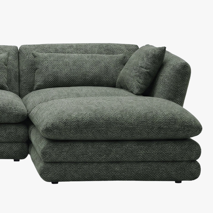 NATALIA Canapé d'angle modulable et réversible en tissu vert