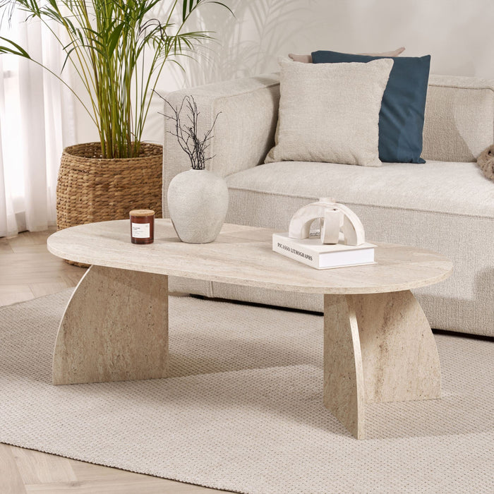 NAYALI Table basse ovale beige 120 cm