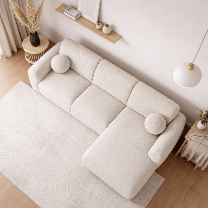 NAYLA Canapé d'angle en tissu beige - Angle droit