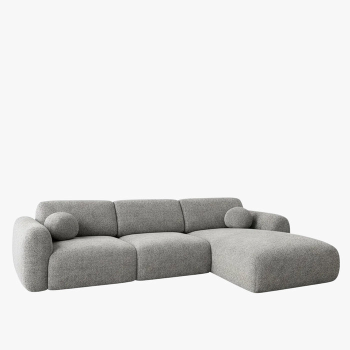 NAYLA Canapé d'angle en tissu gris - Angle droit