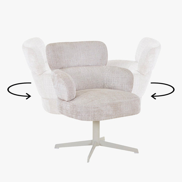 NEJYA Fauteuil en tissu beige pieds en métal gris