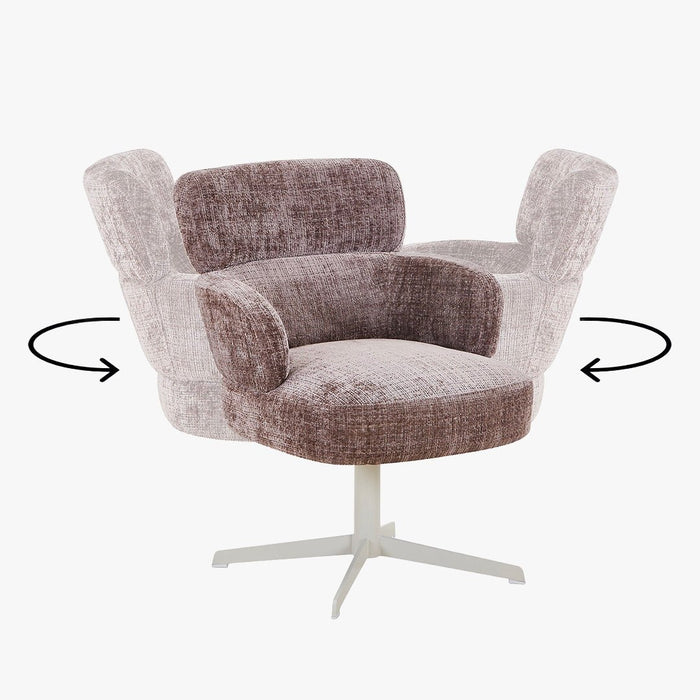 NEJYA Fauteuil en tissu taupe pieds en métal gris