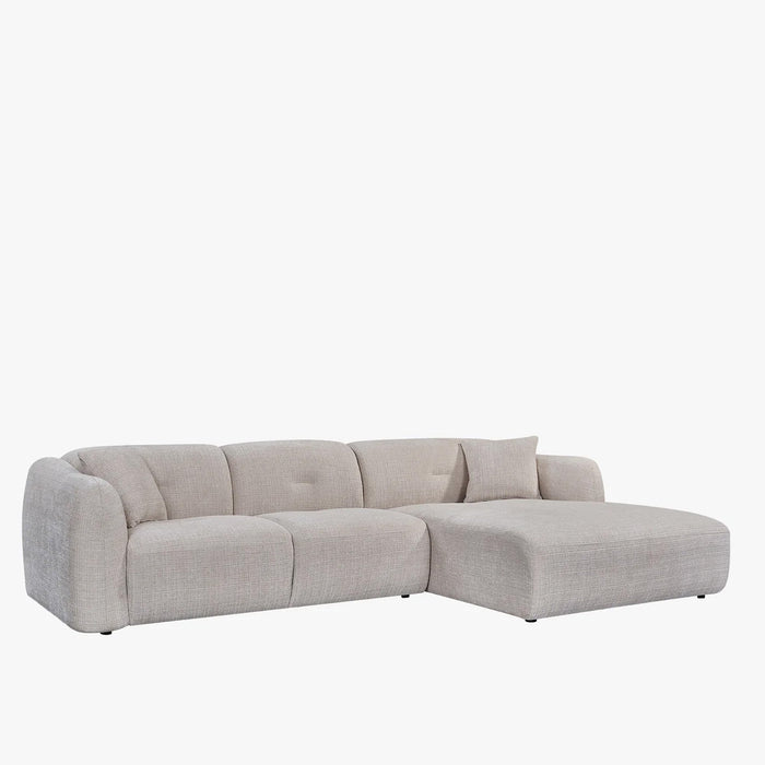 NOELIA Canapé d'angle en tissu capitonné beige - Angle droit