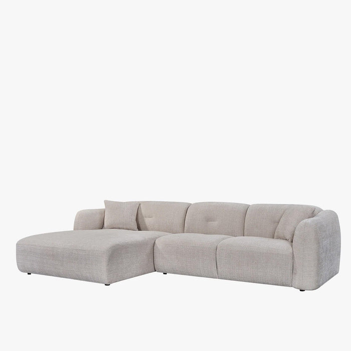 NOELIA Canapé d'angle en tissu capitonné beige - Angle gauche