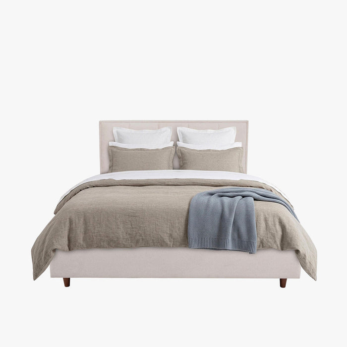 OLEA Lit double en tissu beige avec coffre 140x190 cm