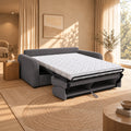 OLIVIER Canapé 3 places convertible en velours côtelé anthracite matelas Memory 14 cm