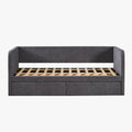 PARMA Lit simple en tissu gris avec 2 tiroirs 90x200 cm