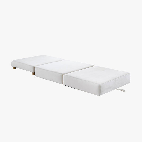 PAULA Banquette carrée convertible en tissu blanc écru