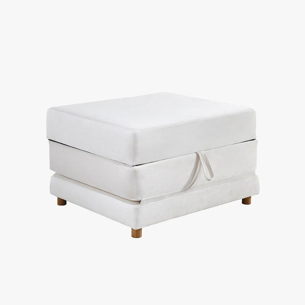 PAULA Banquette carrée convertible en tissu blanc écru