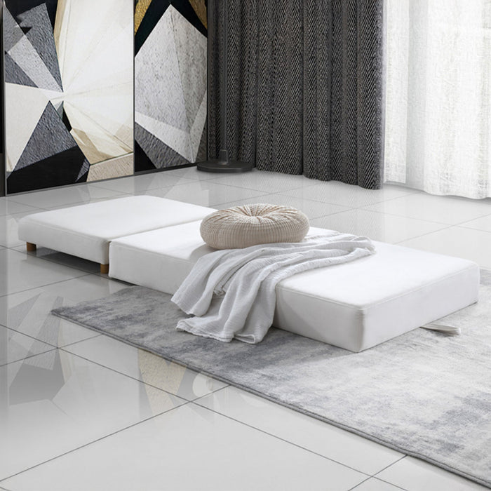 PAULA Banquette carrée convertible en tissu blanc écru – Banquettes Mobilier Deco