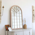 POLO Miroir mural arche en fer couleur bois 131x75 cm