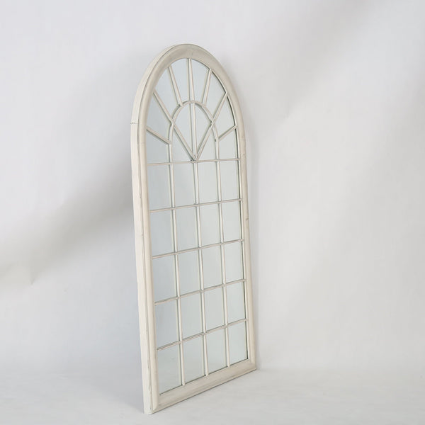 POLO Miroir mural arche en fer couleur bois 131x75 cm