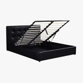 PORTO Lit double en simili cuir noir avec coffre 160x200 cm