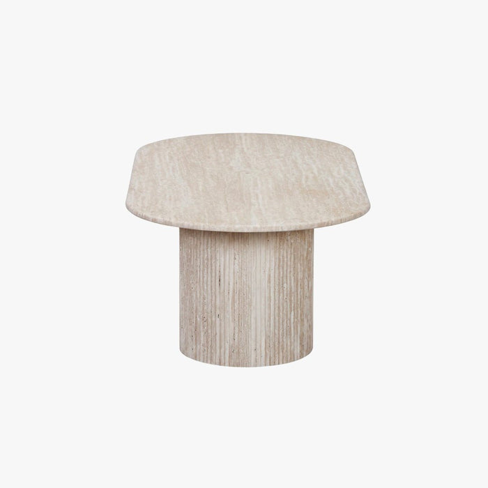 RINA Table basse ovale en granite couleur travertin 120 cm